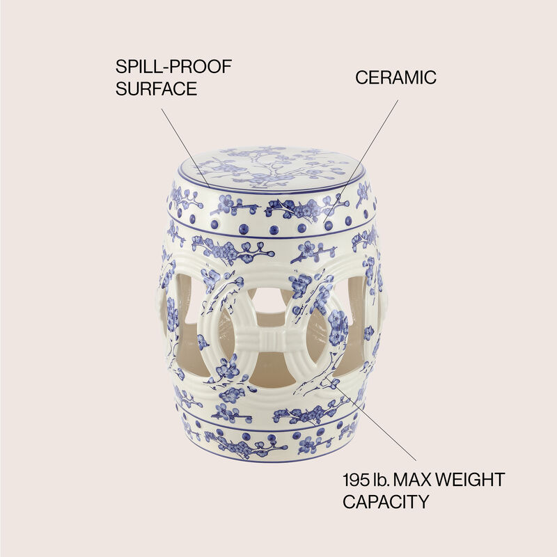 Lucky Coins Chinese Ceramic Drum Garden Stool
