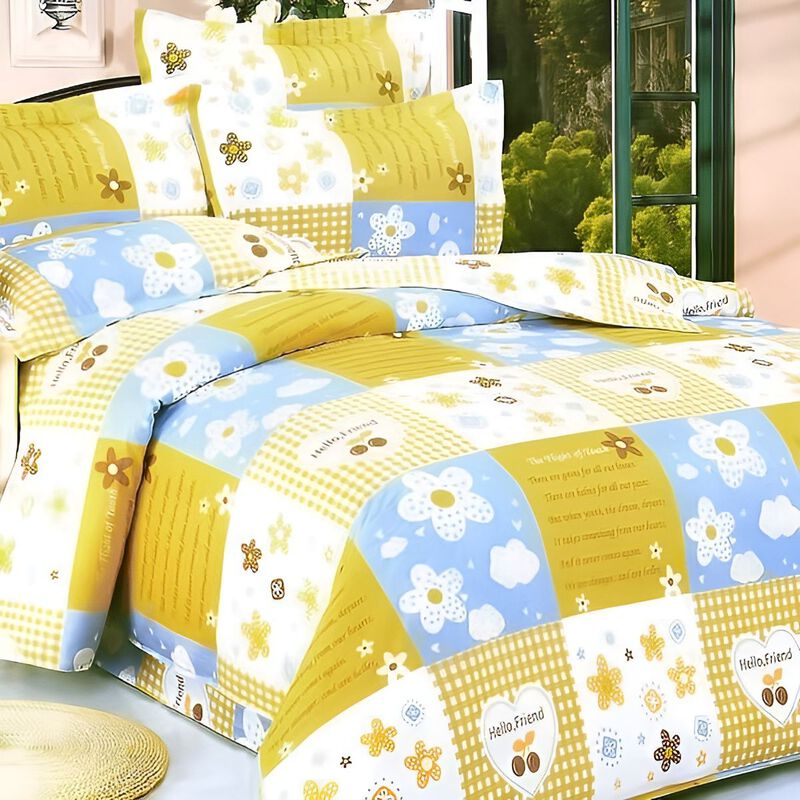 Yellow Cotton Full Bedding Set with Soft Duvet Cover image number 0