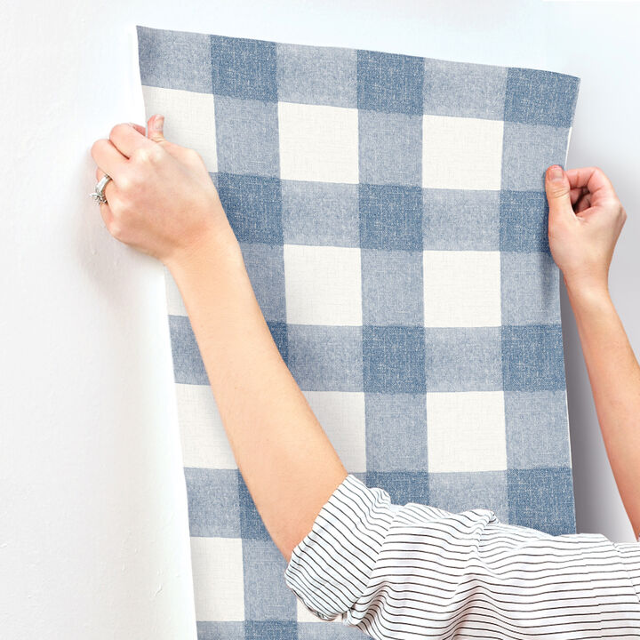 Thorpe Blue Plaid Wallpaper