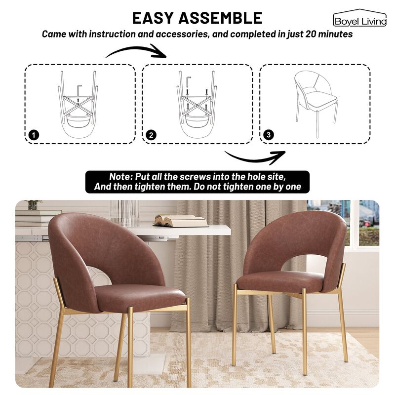PU Dining Side Chair with Metal Legs,  for Dining Room, Bedroom, Living Room, Study Room, Office Area (Set of 2) image number 7