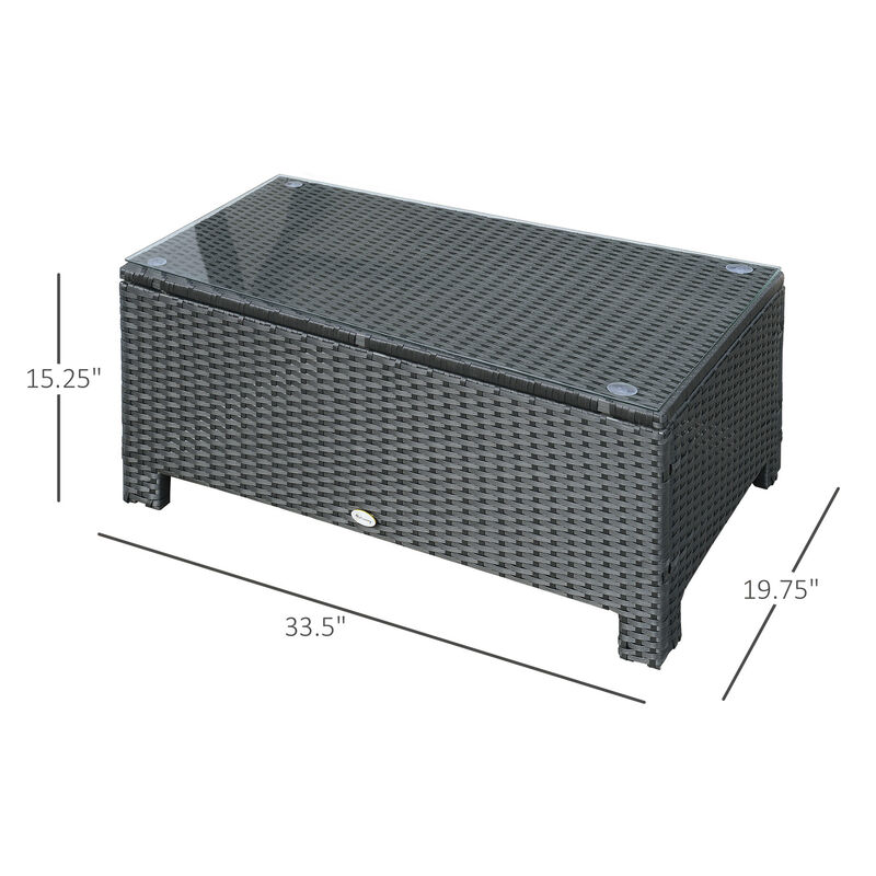 Hivvago Hand-Woven Rattan Coffee Table for Patio & Garden image number 2