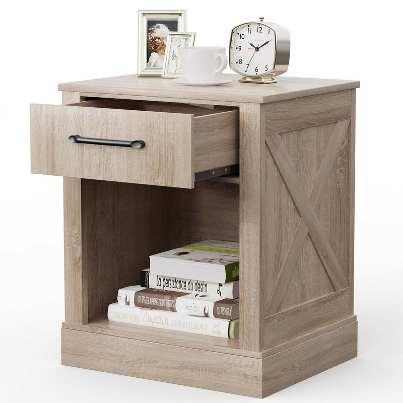 Compact Nightstand with Drawer and Shelf