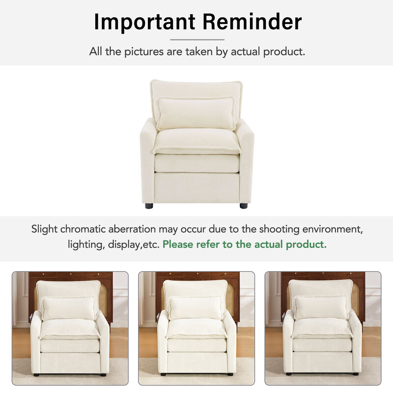 Merax Faux Fur Single Accent Armchair with Double-Layer Cushion image number 5