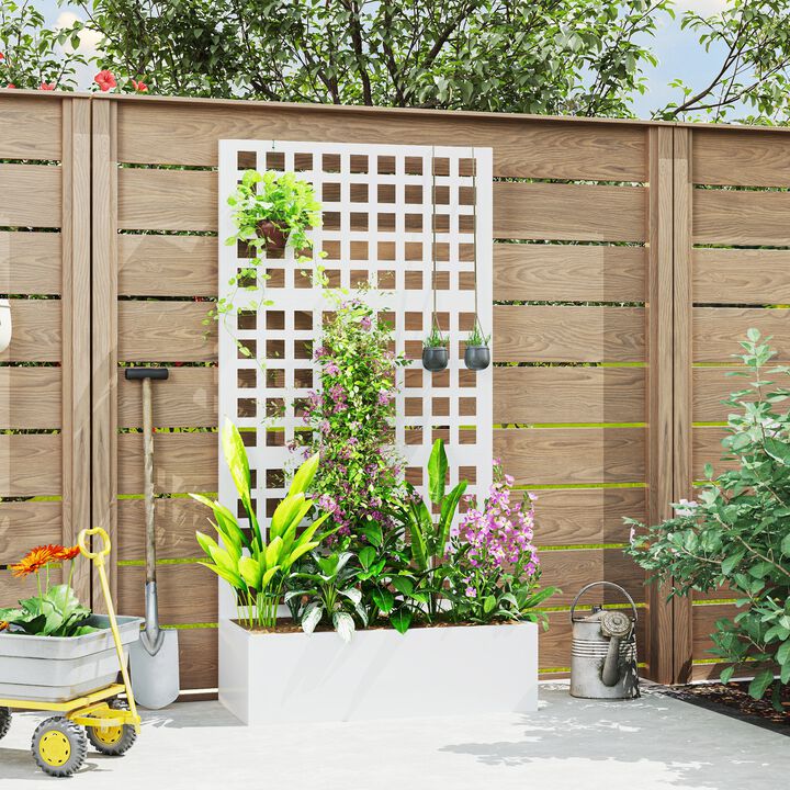 Hivvago Elevated Garden Bed with Trellis 35"x16"x70" for Backyard Plants