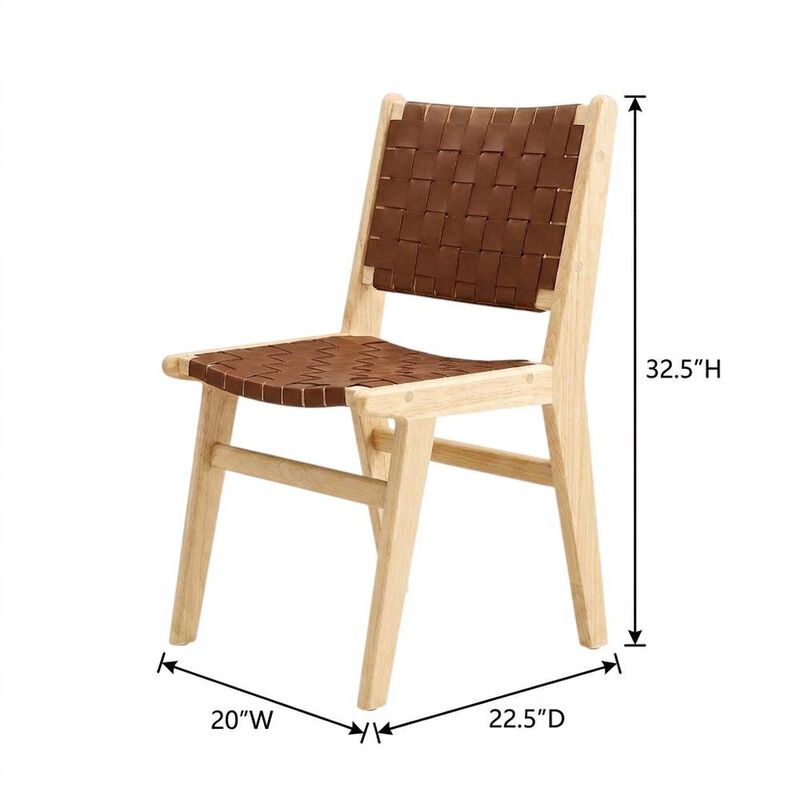 Leather-Upholstered Wood Dining Side Chairs, Walnut Black, Set of 2 image number 2