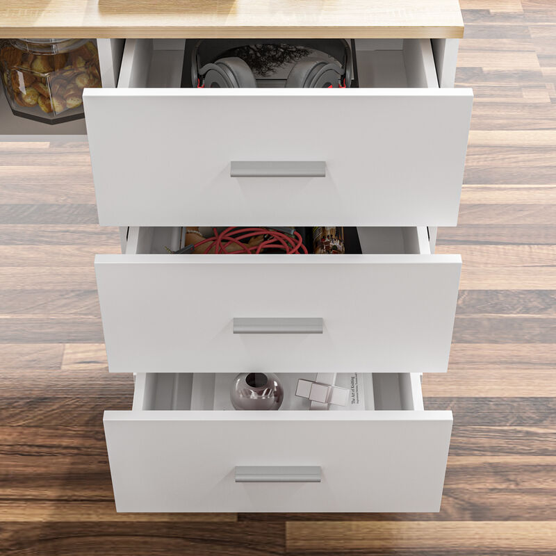 FUFU&GAGA L-Shaped Height Adjustable Standing Desk with Memory Preset Controller, Ergonomic Sit-Stand Home Office Desk (63 in. L x 63 in. W x 28.4–45.8 in. H), White