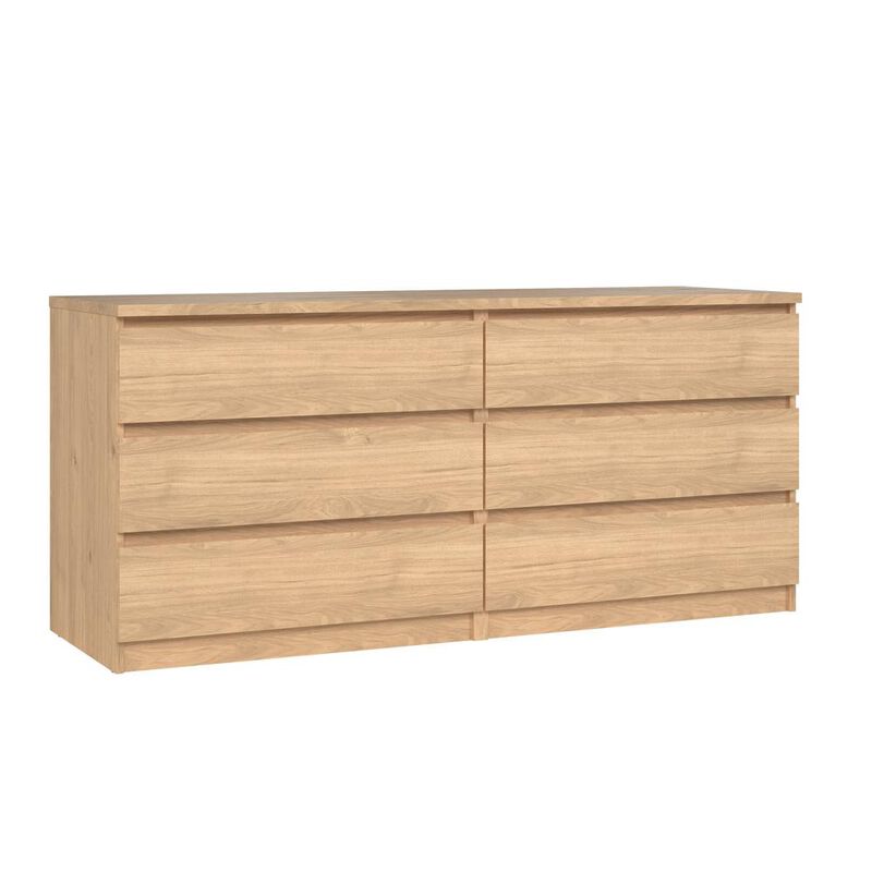 Tvilum Scottsdale 6 Drawer Double Dresser, Jackson Hickory