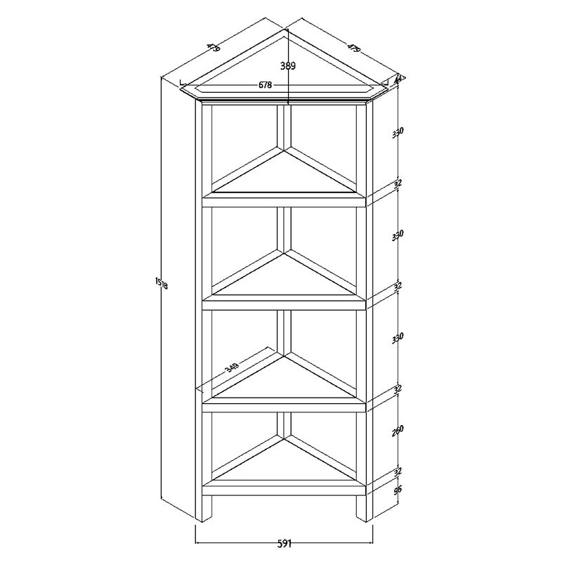 Homezia 60" Bookcase With 4 Shelves