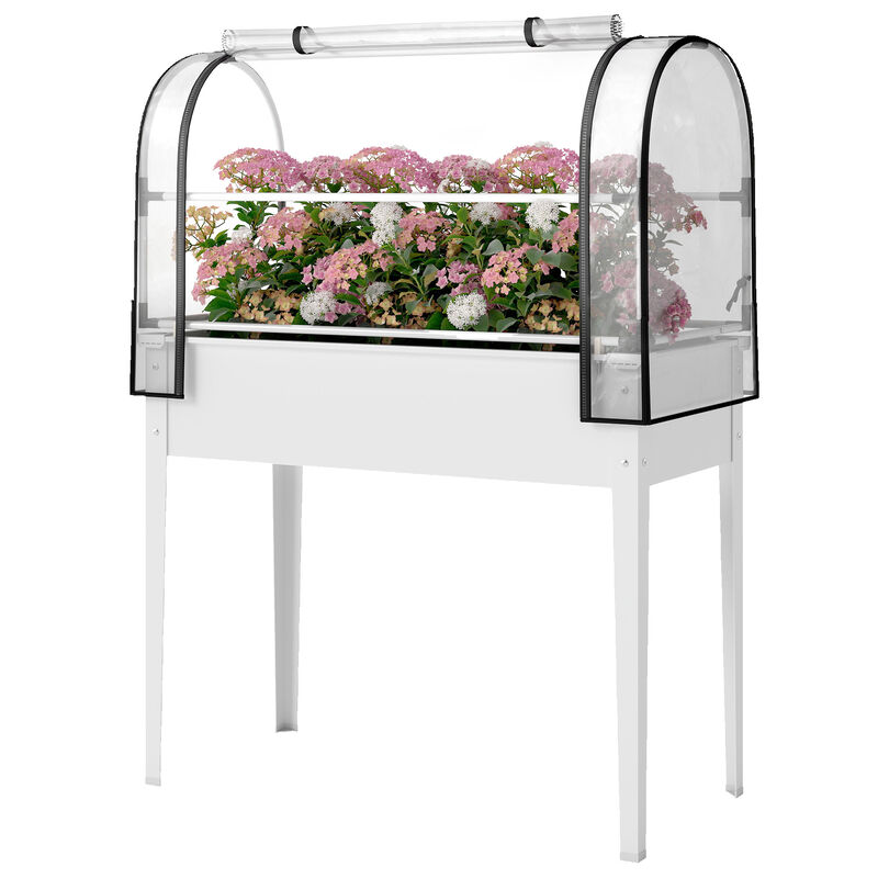 Hivvago Elevated Metal Garden Box with Flip-Up Cover and Drainage image number 0