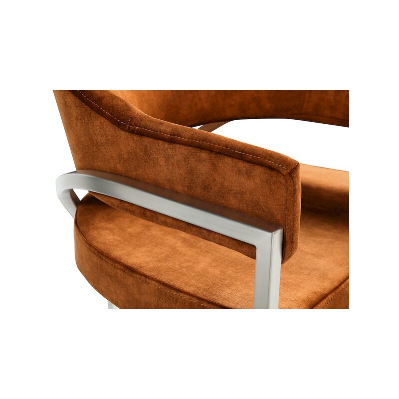 Meridian Furniture Madelyn Cognac Velvet Dining Chair, Set of 2