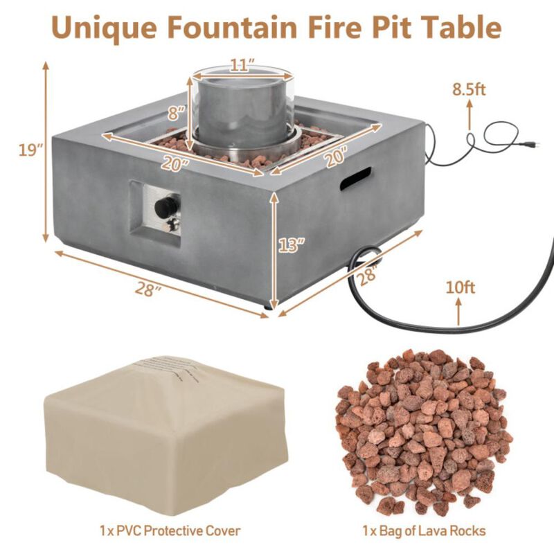 Hivvago 50000 BTU Patio Square Propane Fire Pit with PVC Cover