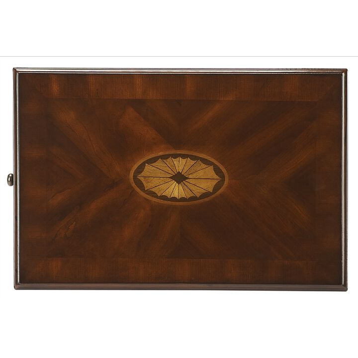Dark Brown Narrow End Table with Drawers for Living Room