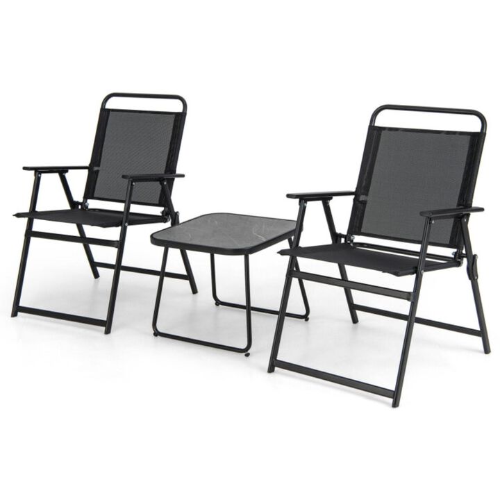Hivvago 3 Pieces Patio Folding Conversation Chairs and Table