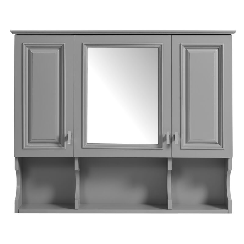 Merax Bathroom Mirror Cabinet with Adjustable Shelves, Concealed Storage & Open Shelves image number 0