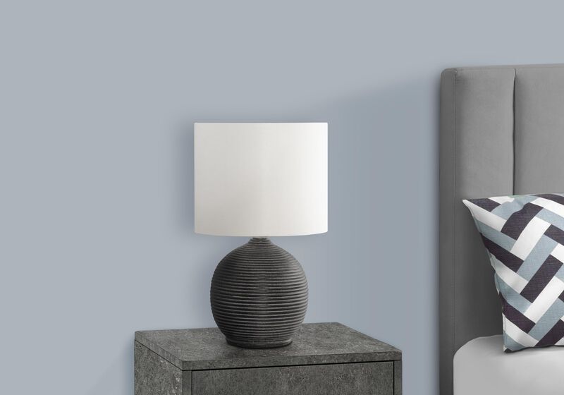 Monarch Specialties 9764, Black Cream, Contemporary Lighting 16" H Table Lamp Resin Ivory Shade, 9.5" L x 9.5" W x 16.5" H image number 3