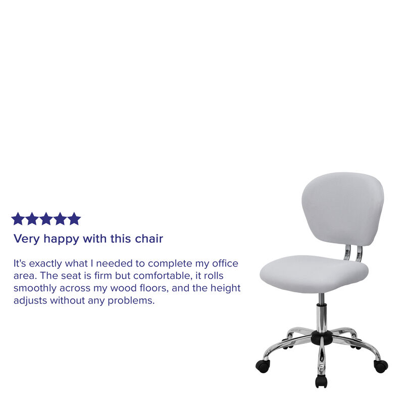 Beverly Mid-Back White Mesh Padded Swivel Task Office Chair with Chrome Base image number 2