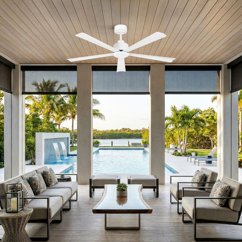 Breezary 52" Ceiling Fan No Light, 5 Blades, 6 Speed Reversible, Remote Control, Low Profile image number 5