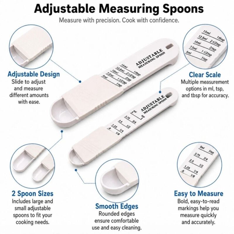 Pack of 2 Adjustable Measuring Spoons image number 1