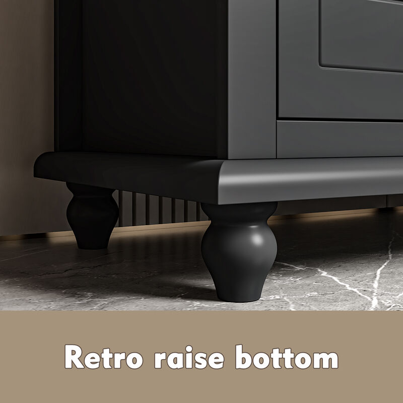 FUFU&GAGA Modern MDF Bookcase with 3 Shelves and Doors (31.5" W x 15.7" D x 55.1" H),Black