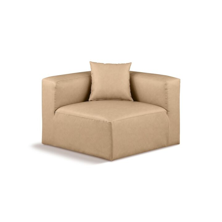 Meridian Furniture Cube Tan Vegan Leather Corner Chair
