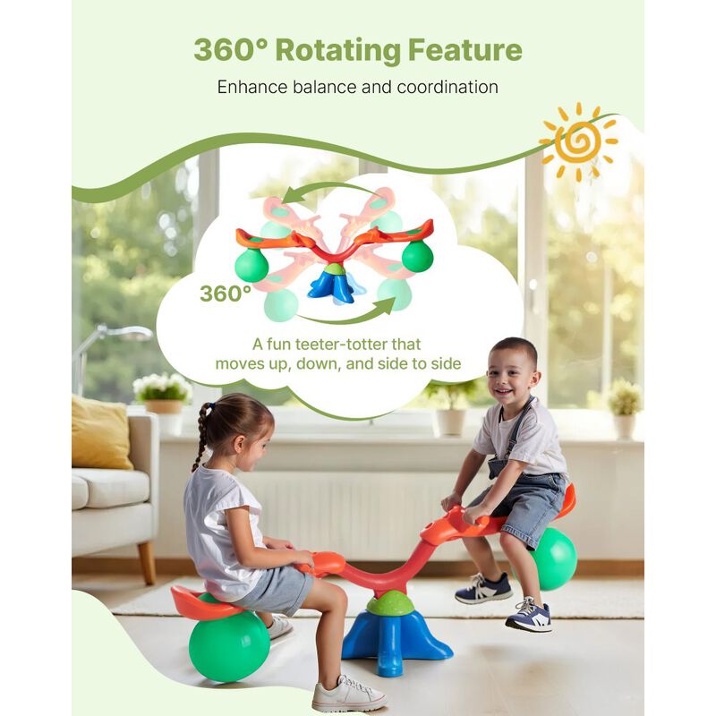 Outdoor Kids Seesaw Sit & Spin, Swiveling Teeter Totter with Handles, Ages 3+ image number 5