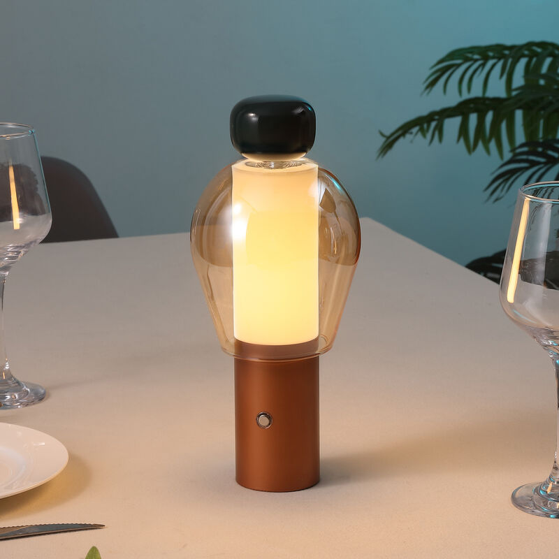 Evonne 10.75" Modern Glam Candle-Style Rechargeable/Cordless Dimmable Integrated LED Table Lamp with Touch Sensor