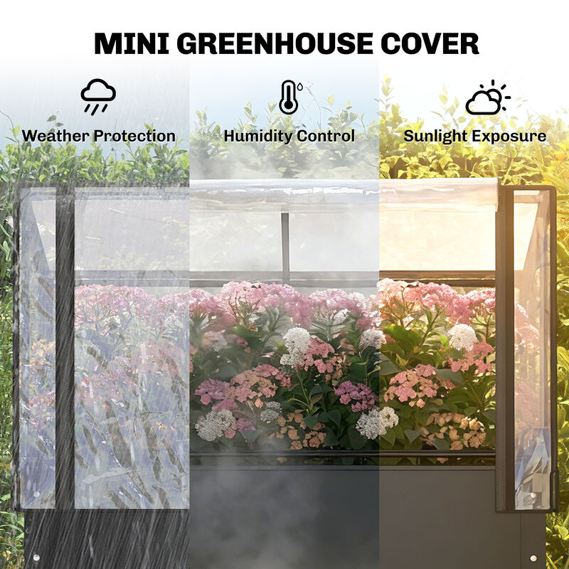 Hivvago Raised Garden Bed with Hinged Greenhouse and Metal Frame image number 3