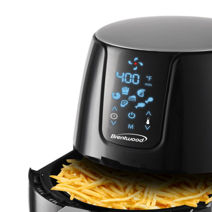 Brentwood Extra Large 1400 Watt 5 Quart Electric Digital Air Fryer with Temperature Control in Black