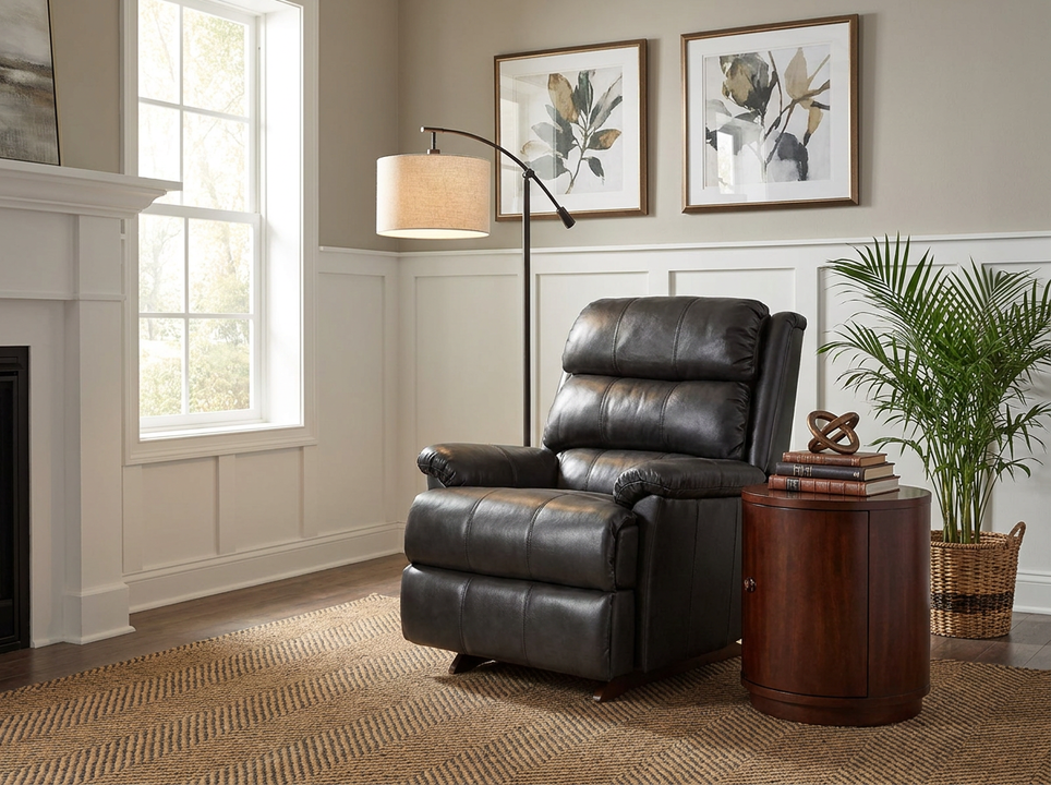 Astor Shitake Leather Rocking Recliner
