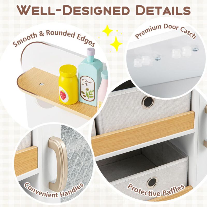 Hivvago Kids Kitchen Playset with Cooking Accessories and Toy Cuttable Veggies