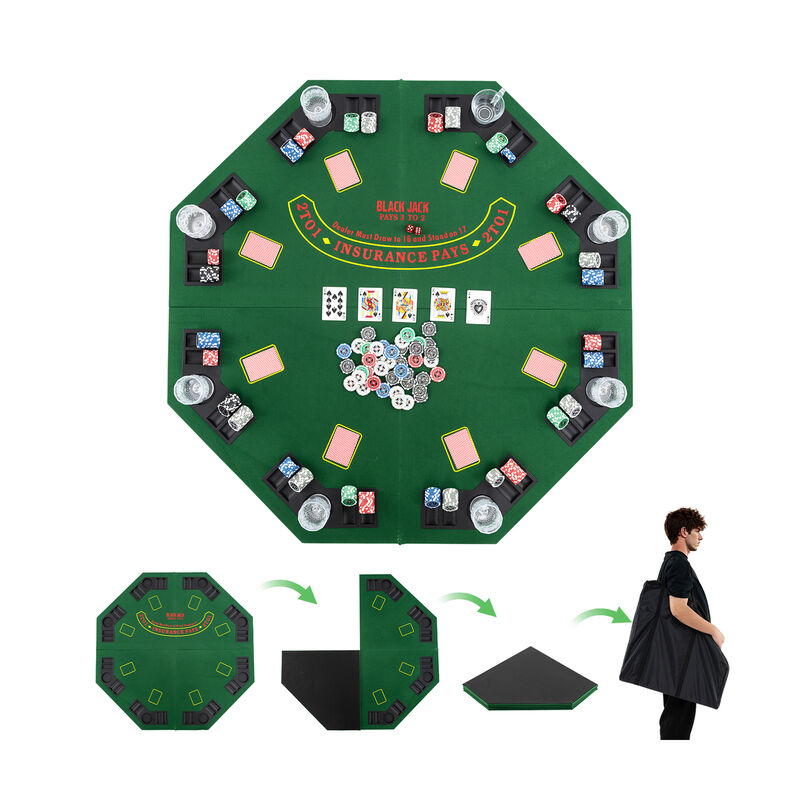 Portable 8 Player Poker Table Top with Built In Cup Holders and Chip Trays image number 7