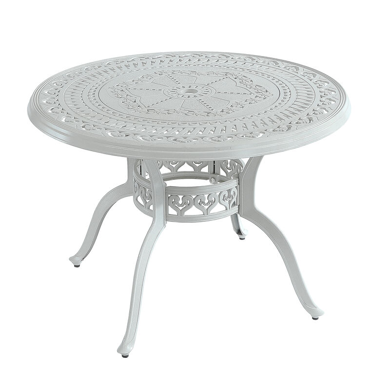 Mondawe Durable Cast Aluminum Outdoor Table with Umbrella Hole Rust-Proof and Weather-Resistant