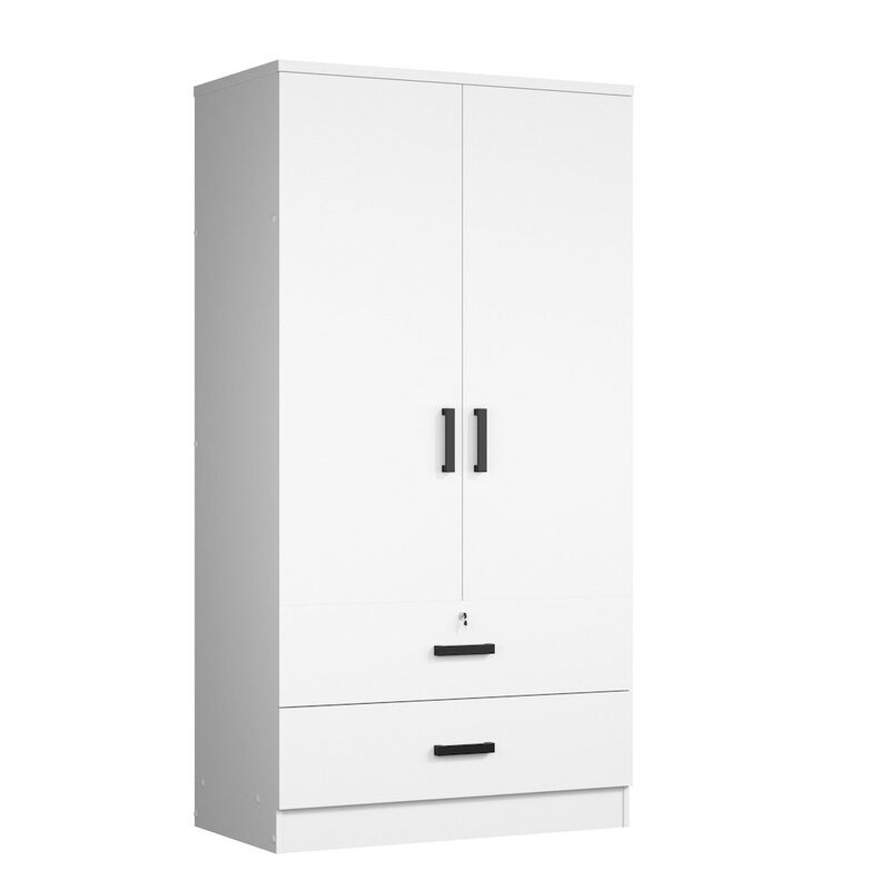 Woodpeckers Furniture And Mattress 2-Door Armoire with 2-Drawers (White)
