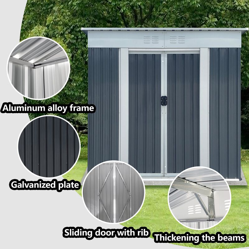 MONDAWE Outdoor Storage Sheds 6FTx4FT Pent Roof with Aluminum Alloy Frame