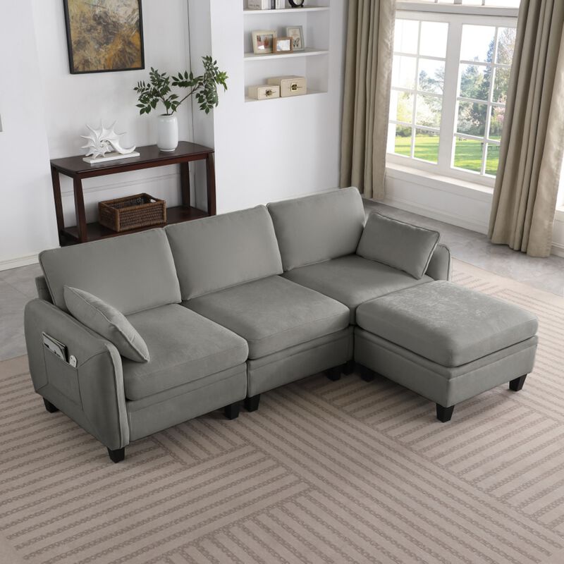 Lomfad Chenille Modular L‑Shaped Sectional Sofa image number 2
