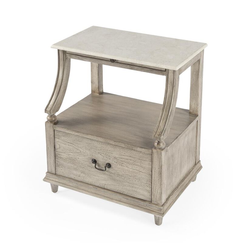 Butler Specialty Mabel Marble 1 drawer Nightstand, Gray