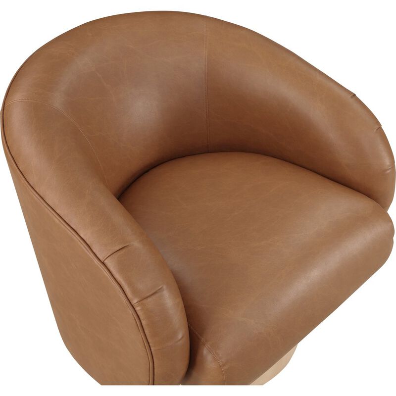 Meridian Furniture Gibson Cognac Vegan Leather Swivel Accent Chair
