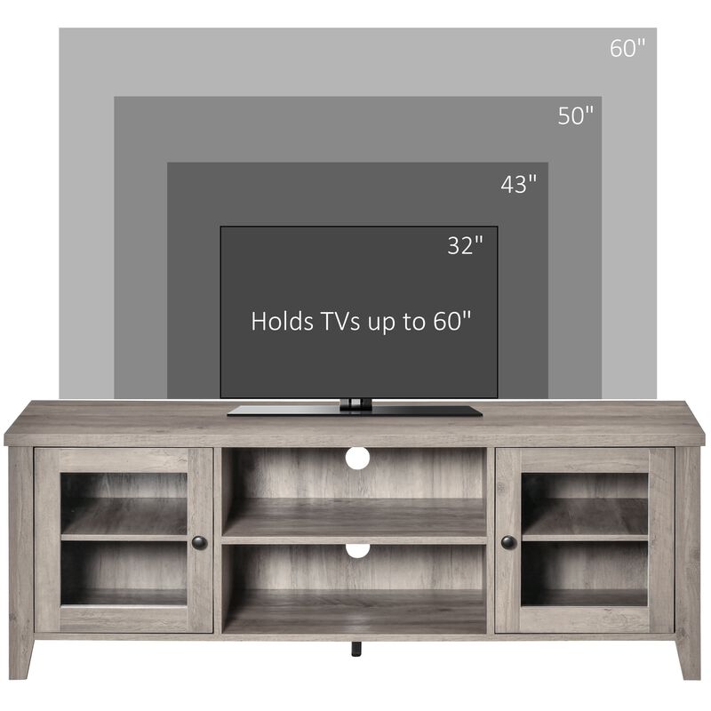 Grey Wash Entertainment: Modern TV Stand with Cabinets for 60" TVs
