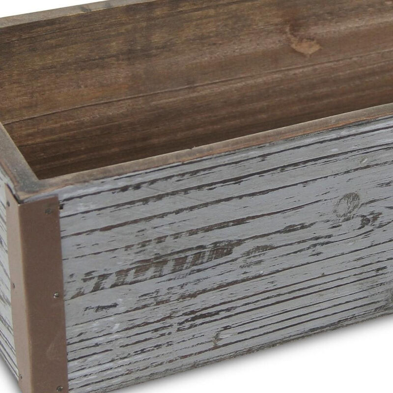HomeRoots Gray Wood 98 Ounce Rectangular Distressed Planter Box image number 5