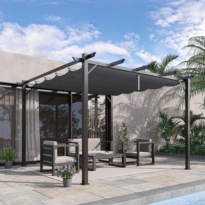 Hivvago 10' x 10' Retractable Canopy Pergola for Backyard and Deck