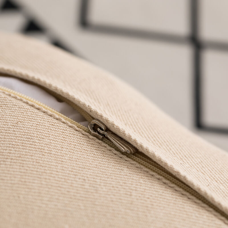 16" Handwoven Cotton Throw Pillow Cover with Embossed White Dots and Natural Fringed Pattern, Natural