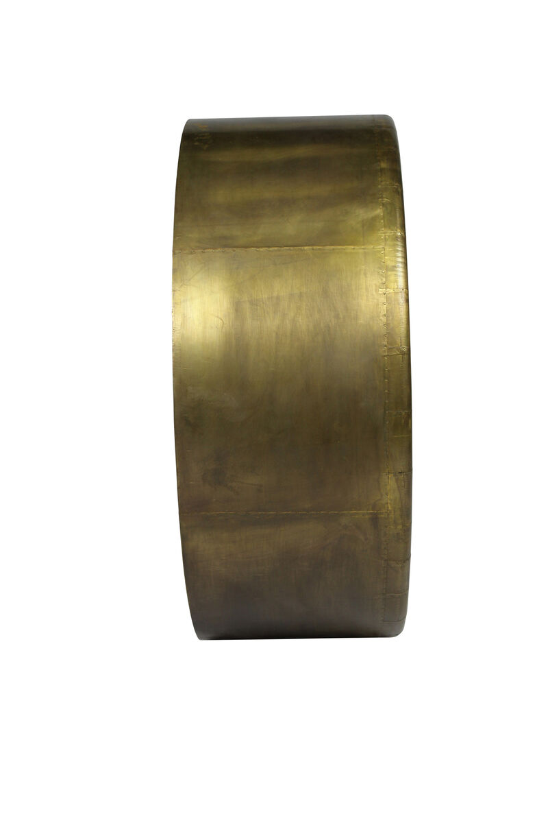 HomeRoots 21" Brass Round Metal Framed Accent Mirror image number 3