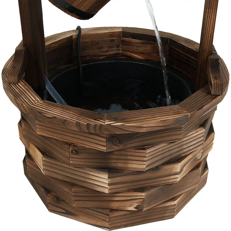 Sunnydaze Old-Fashioned Wood Wishing Well Water Fountain with Liner - 48 in