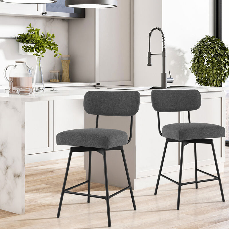 2-Piece Set Modern Upholstered Bar Stools with Back and Footrest &ndash; Perfect for Home Bar