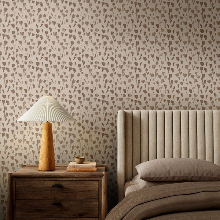 Wild Flowers I Wallpaper by Roseanne Kenny - Wild Flowers I Taupe I