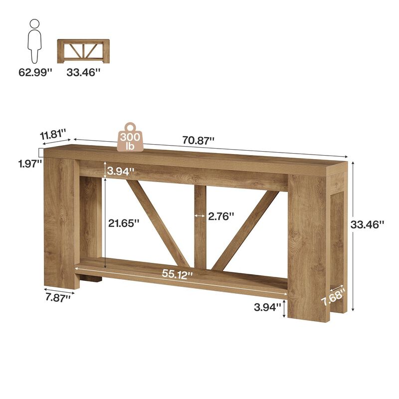 Tribesigns Farmhouse 2-Tier Console Table image number 4