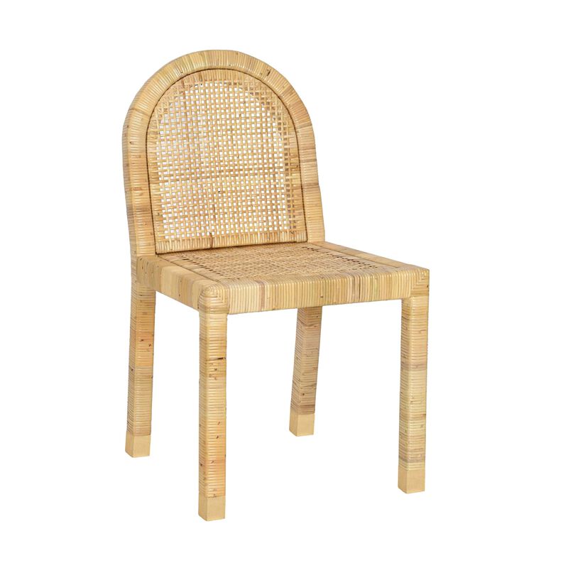 Casafoyer Amara Natural Rattan and Performance Fabric Arched Back Dining Chair image number 3