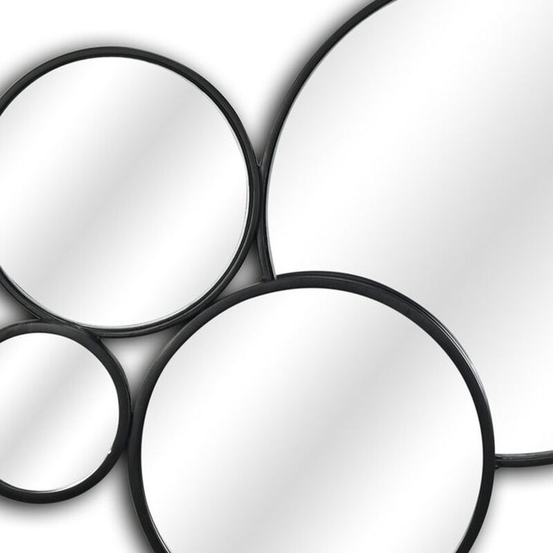 HomeRoots Set Of Eight Black Metal Round Cojoined Accent Mirrors image number 4