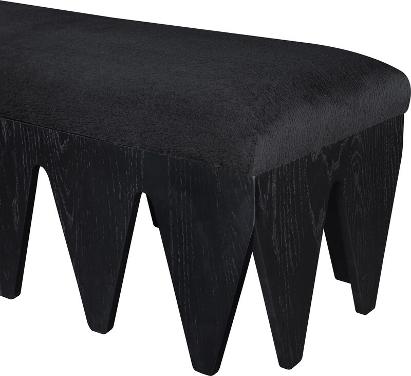 Meridian Furniture Altair Black Velour Fur Fabric Bench