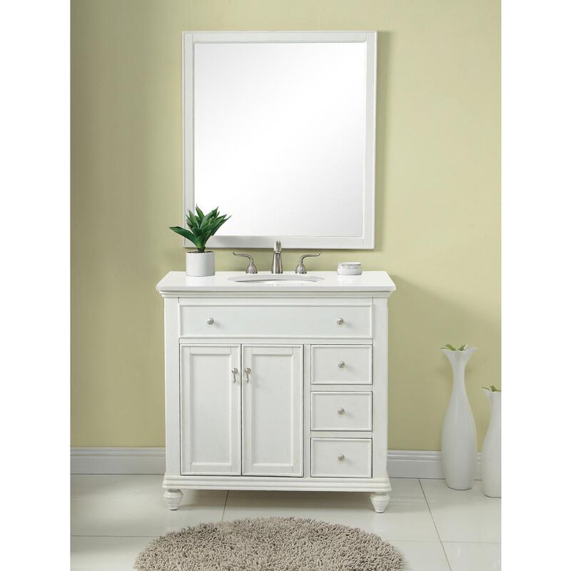 Elegant Kitchen and Bath 36 inch Single Bathroom vanity in Antique White